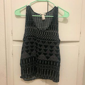 H&M Black Patterned Tank Top Blouse